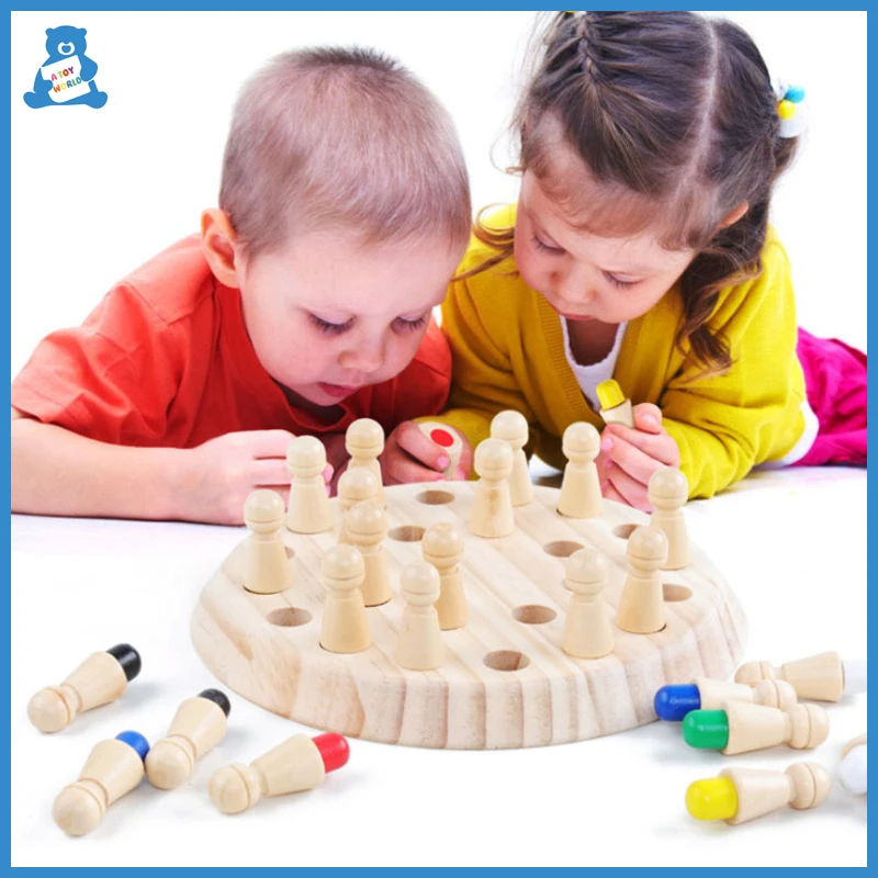 Монтессори игрушки Дети Деревянные Memory Match Stick шахматы игра Забавный блок