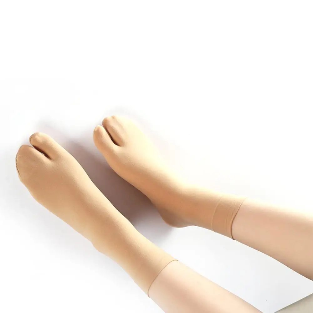 Нескользящие Шелковые Дамские сетчатые Дышащие носки с двумя пальцами шлепанцы