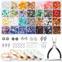 hot 1660 pcs irregular gemstone beads kit with spacer beads lobster clasps elastic jump rings for diy jewelry making supplies