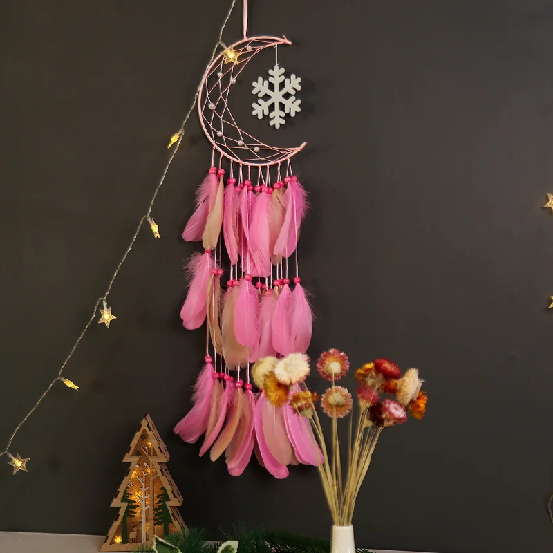 

Indian Feather Dream Catcher Home Decoration Ornaments Christmas Home Decoration Snowflake Wall Hanging Crafts Wall Decoration