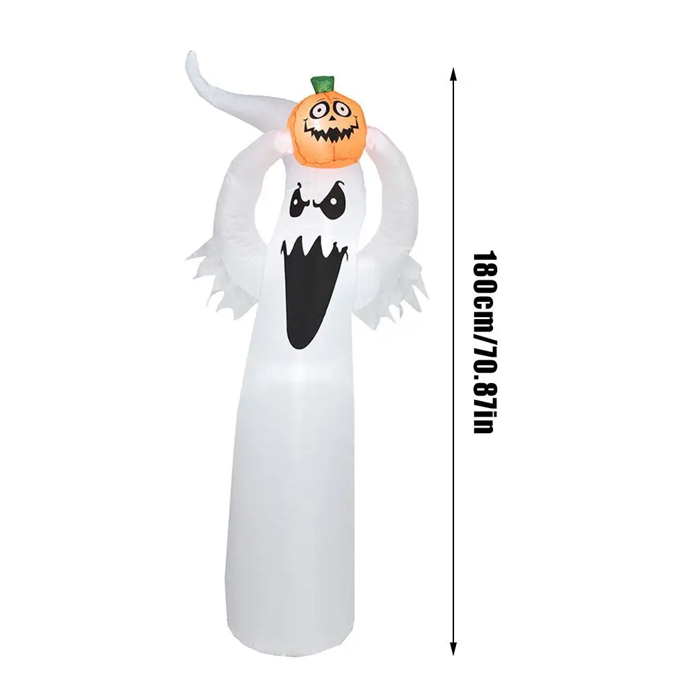 

Inflatable White Ghost Spooky Lighted Ghost Doll With Lifting Pumpkin Yard Lawn Prop Halloween Decor Home Holiday Party Supplies