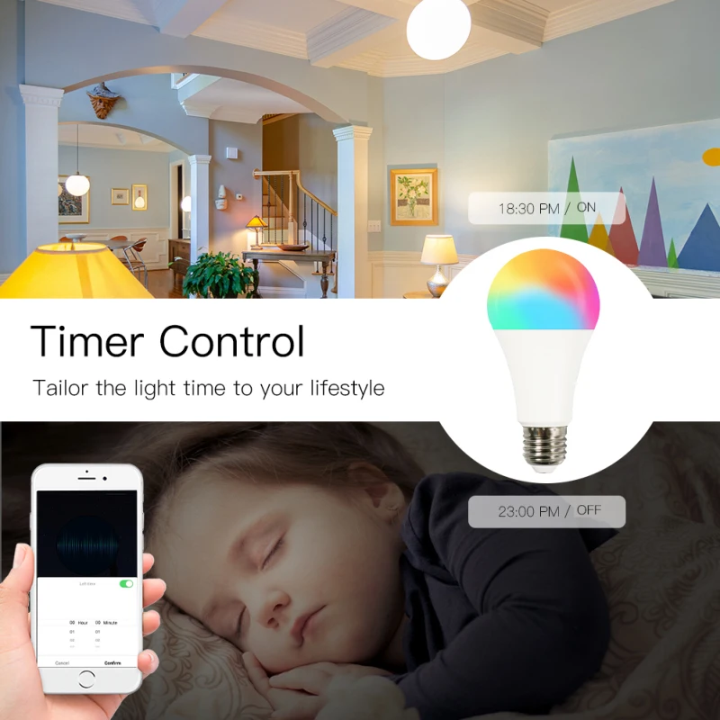 

WiFi Smart LED Dimmable Lamp 14W RGBCW E27 Bulb Tuya Smart Life App 220-240V Remote Control Work With Alexa Echo Google Home