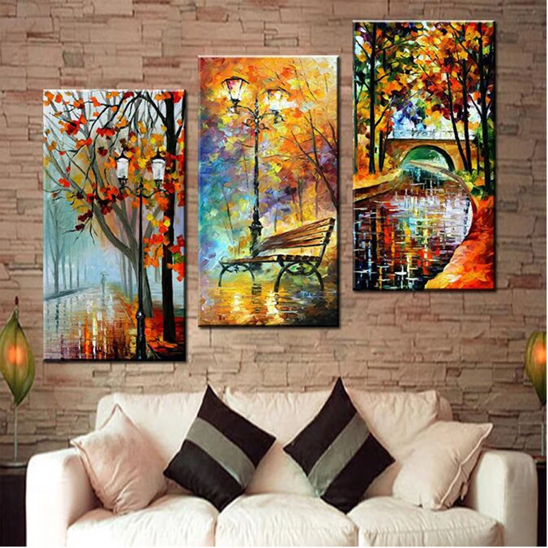 3 предмета в комплекте дождь дерево дорога картина алмазов 5D Diy Алмазная вышивка