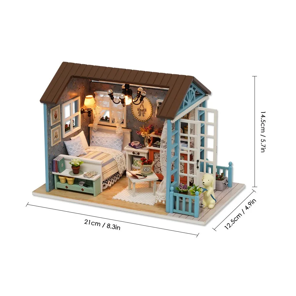 

Dream Dollhouse Miniature Toy 3D Wooden Pretend Play Model With Furniture LED Light DIY Doll House Kit For Kids Children Gift