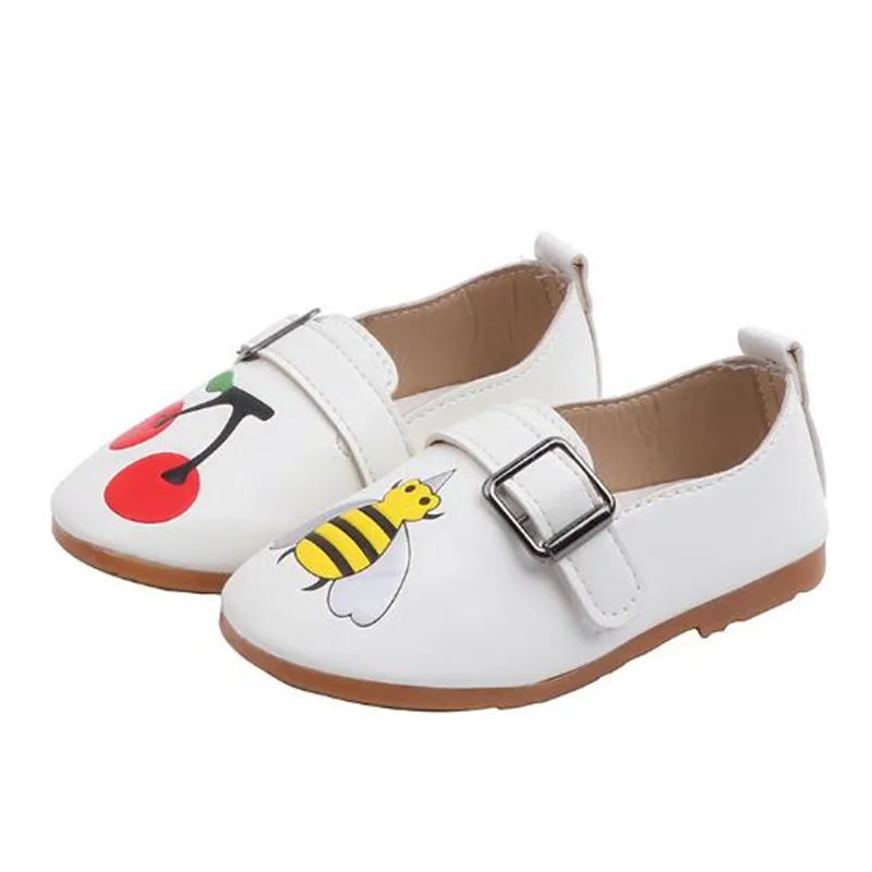 

Cartoon Girls Shoes Spring Autumn Princess White PU Leather Shoes Cute Breathable For 3-11 Ages Toddler Shoes