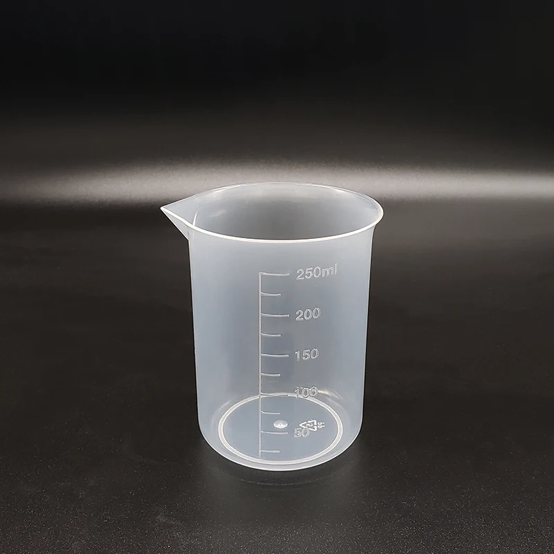3pcs Plastic beaker in low form ,Capacity 250ml,Plastic measuring cup,Laboratory plastic beaker