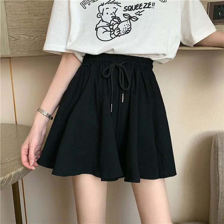 

2021 new spring and summer Korean high waist drawstring versatile show thin casual pants, sports pants, short skirt pants
