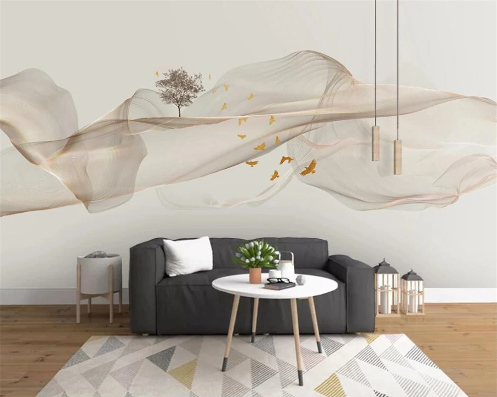 Новый китайский стиль современные абстрактные простые чернила линия пейзаж обои