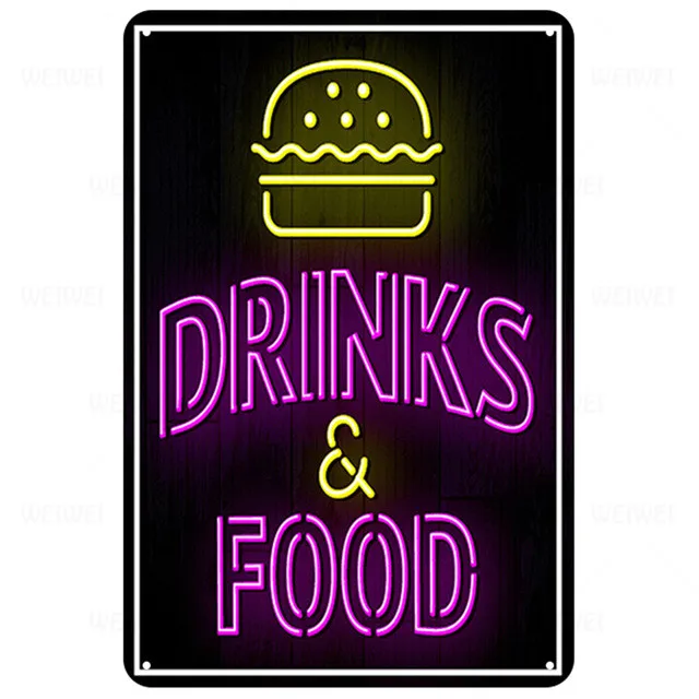 Флуоресцентный жестяной знак для бара