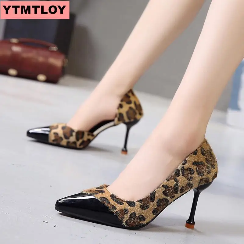 Женская обувь с острым носком на каблуке шпильке в Корейском стиле однотонная