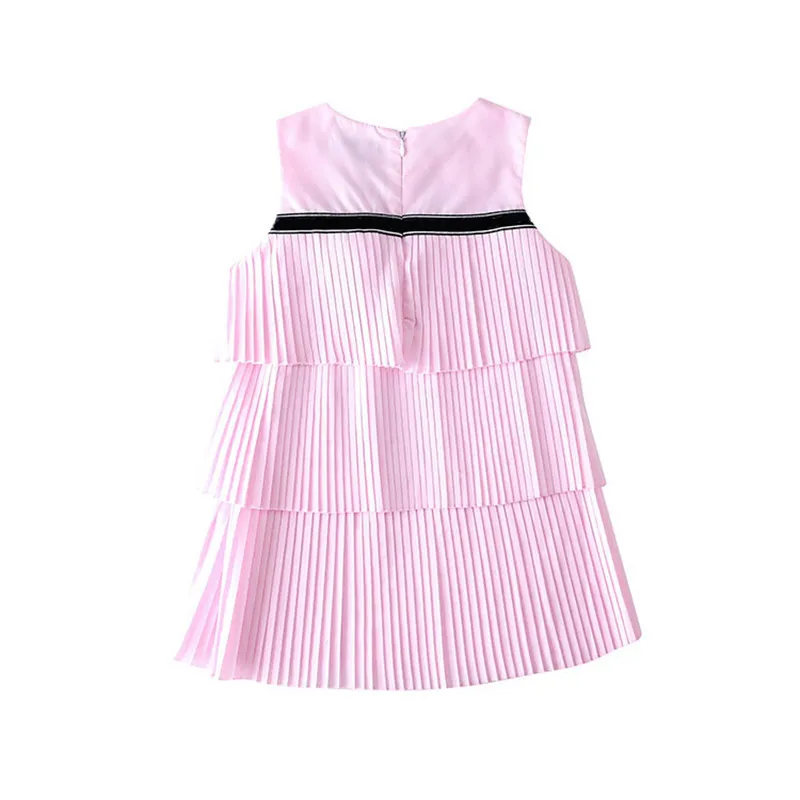 Летнее модное платье в полоску без рукавов с поясом для девочек платья принцессы