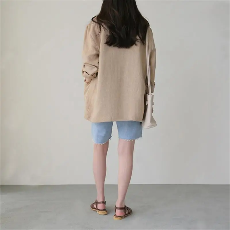 

Thin linen suit women 2021 spring new British style casual long-sleeved cotton and linen small suit jacket
