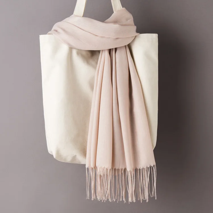 Apricot Scarf Women Solid Color Cashmere Scarves with Tassel Autumn New Soft Warm Lady Girls Wraps Thin Long Scarf Female Shawl Men Scarf - Цвет: Apricot Scarf