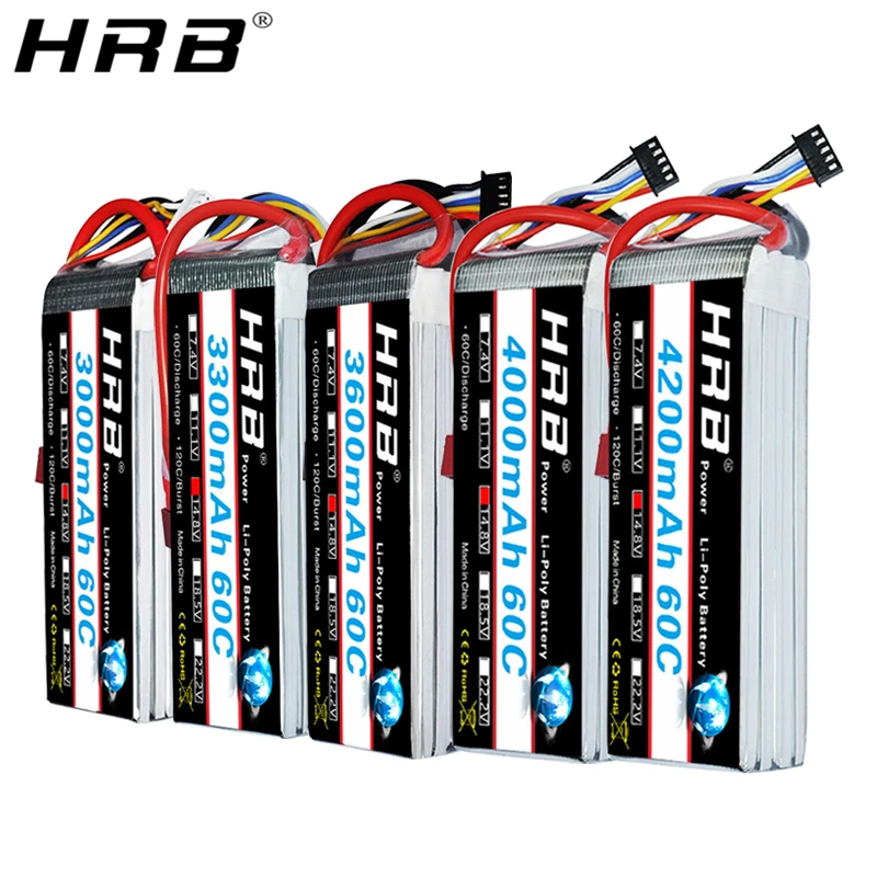 Аккумулятор HRB 4S 14 8 V Lipo 3000mah 3300mah 3600mah 4000mah 4200mah 60C T Deans XT60 EC5 XT90 RC FPV Heli самолет Дрон
