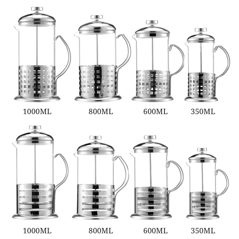 

Manual Coffee Espresso Maker Pot Stainless Steel Glass Teapot French Coffee Tea Percolator Filter Press Plunger