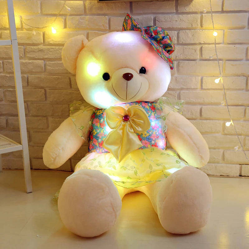 

50cm Stuffed Plush Toys Led Colorful Glowing Teddy Bear For Kids Night Light Cute Lovely Soft Bear In Dress Gifts Birthday Party