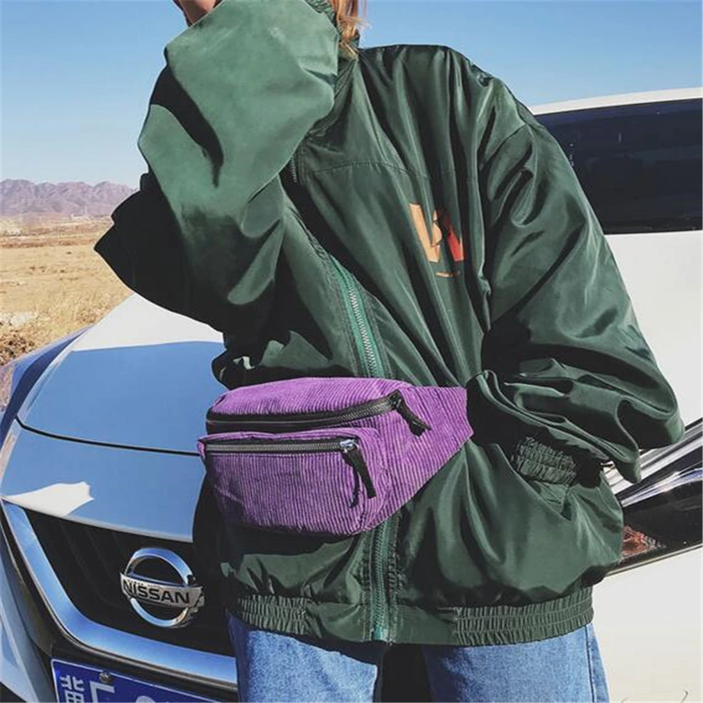 

Hot Sale Vintage Corduroy Waist Pack Women Girls Chest Pouch Belt Bags Female Fashion Messenger Shoulder Waist Pack Heuptasje