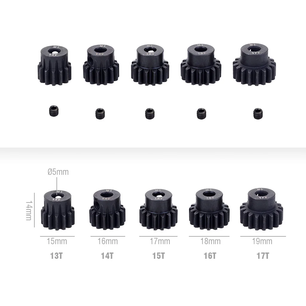 SURPASS HOBBY-engranaje de Motor de pi&ntilde;&oacute;n de Metal M1, eje de 5mm, 11T, 12T, 13T, 15T, 17T, 19T, 20T, 21T, 23T, 25T, 27T, 29T, 30T, para 1/8, 5 uds. Motor de coche RC-3