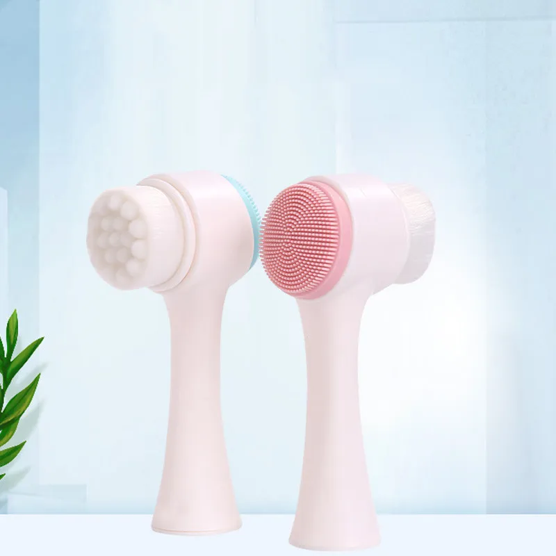 3D двухсторонняя силиконовая Очищающая щетка портативная Массажная моющая