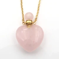 fyjs unique valentines day gift gold color stainless steel romantic love heart perfume bottle pendant crystal necklace