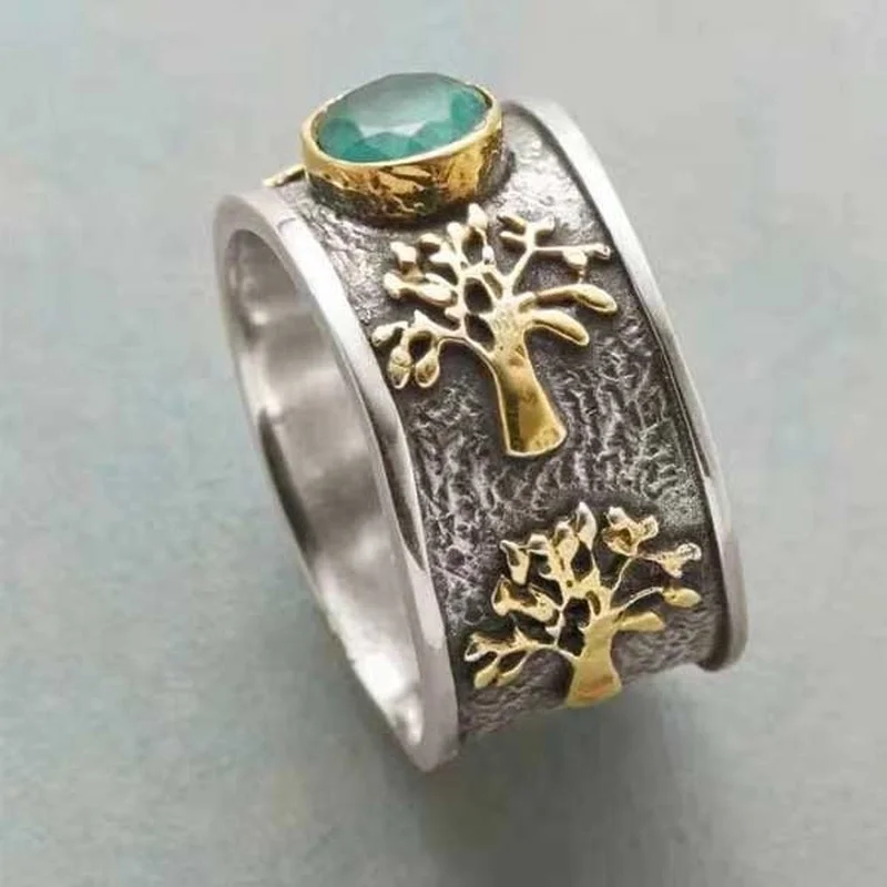 Женское Винтажное кольцо с изумрудом в виде ветки | Украшения и аксессуары