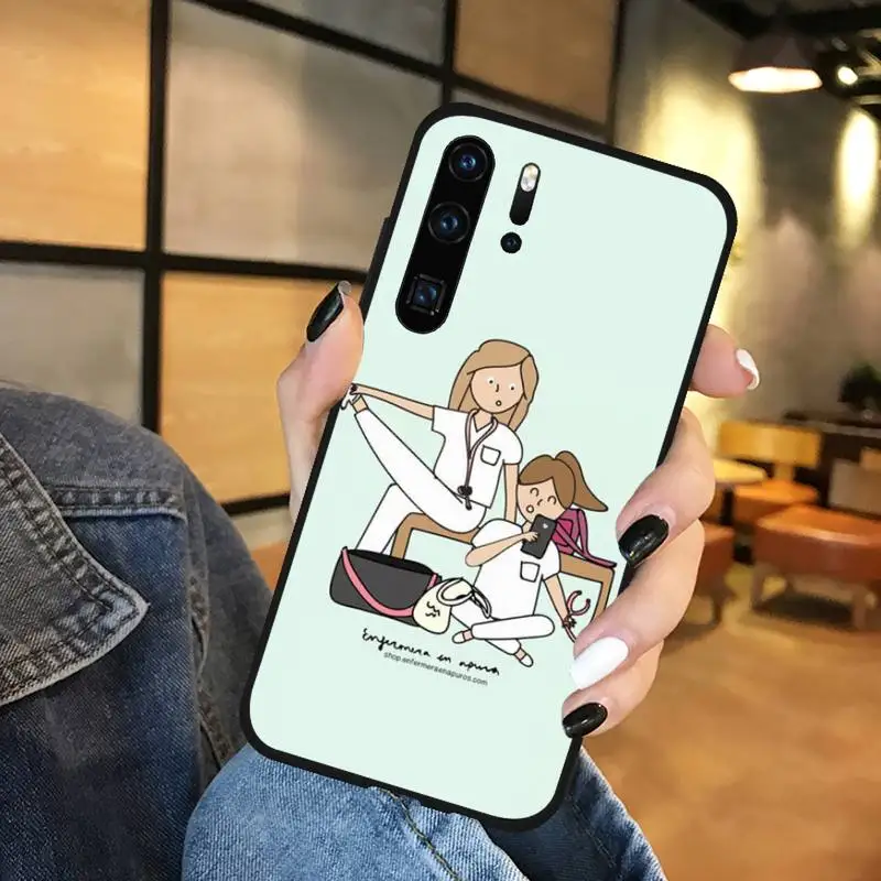 

Spain Cartoon Medicine Doctor Nurse fashion Phone Cases Funda For Huawei P9 P10 P20 P30 Lite 2016 2017 2019 plus pro P smart