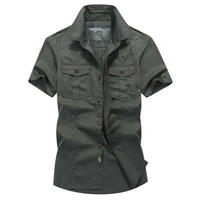 new fashion men shirts for summer cotton military loose baggy army shirts short sleeve cargo shirts big size male clothing