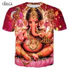 Мужскиеженские футболки, индуистский Слон-головый Бог Ганеша, 3D принт, короткий рукав, футболка уличная одежда, футболки с животными