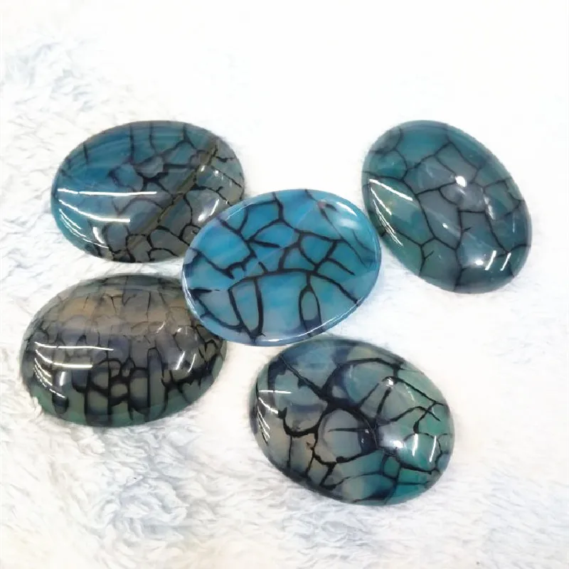 3 шт. натуральный синий камень с трещинами кабина овальной формы 30x40 мм зеленый