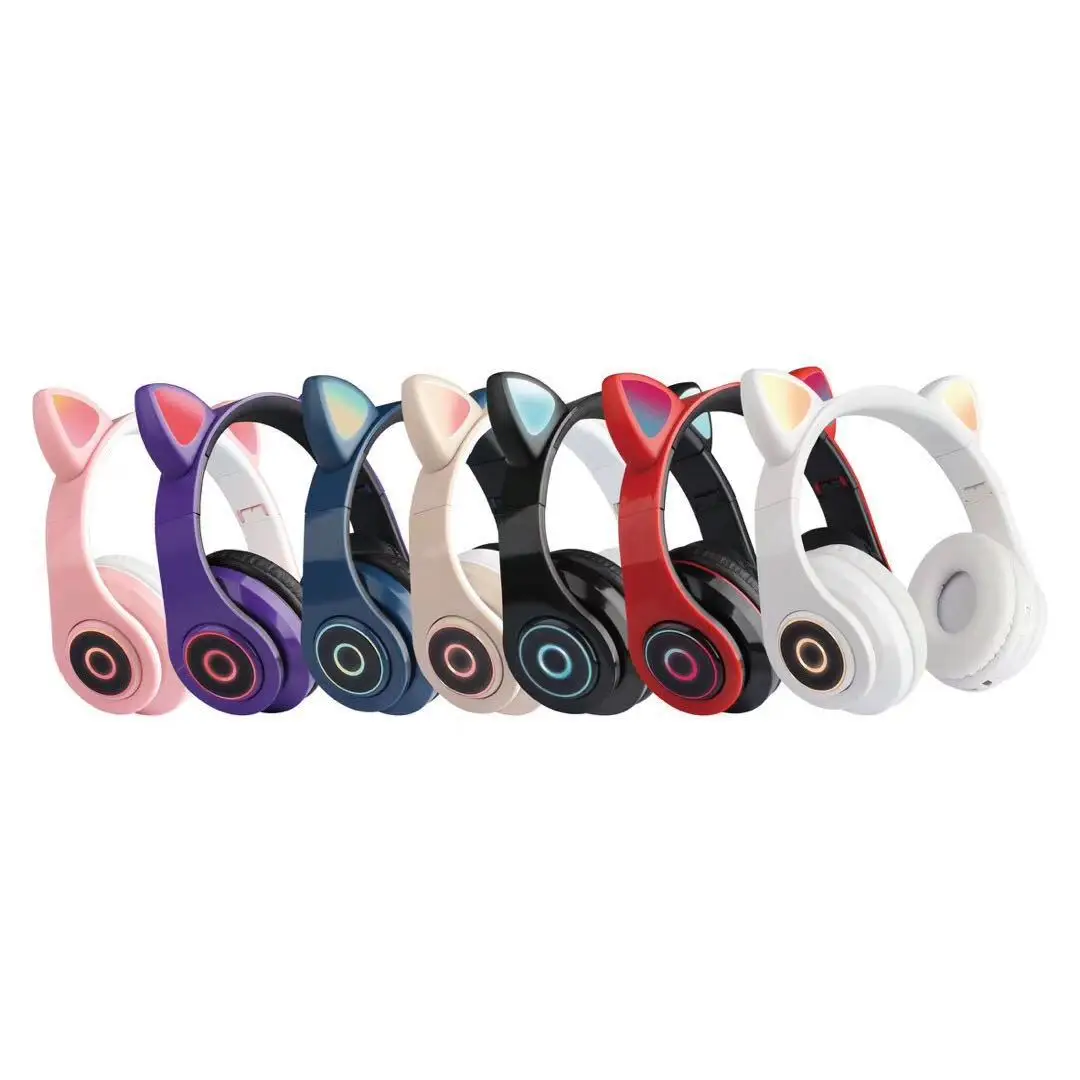 

Wireless Headset Cat Ears Bluetooth 5.0 With Led Light Hifi Sound Noise reduction Headphone For Phone Tablet Computer