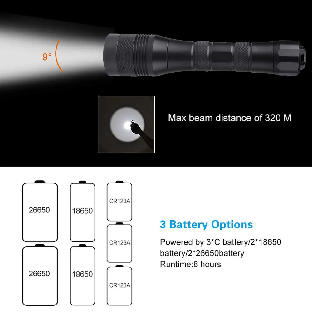 Brightest LED Flashlight Diving light torch Lamp Waterproof Professional Portable Underwater led Scuba diving lamp 18650 Battery | Лампы и