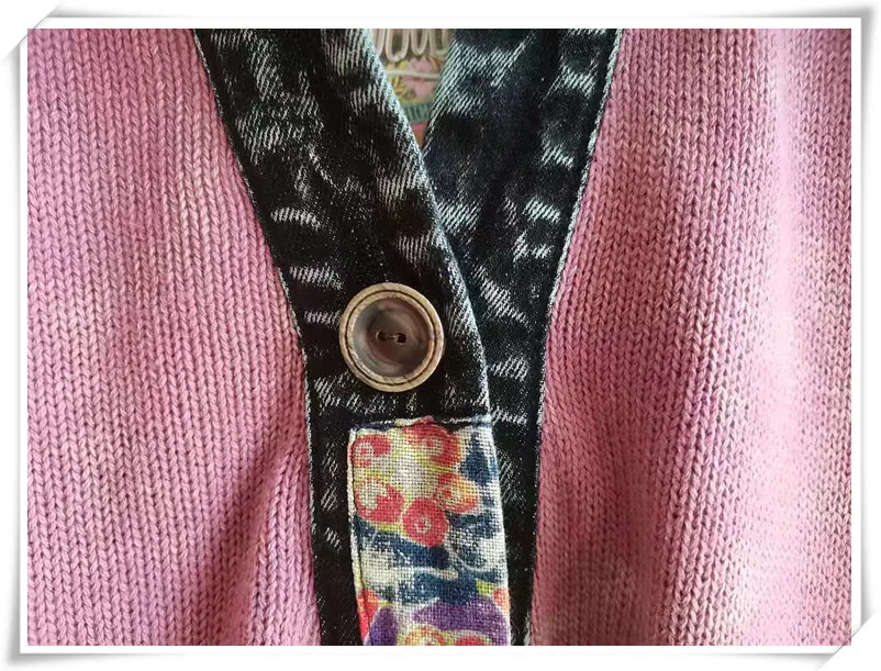 

LYUZHE Vintage Knitted Patchwork Denim Coat Women 2021 Spring Stitching Color Pullover Coat Plus Size Spliced Coat Short QDY007