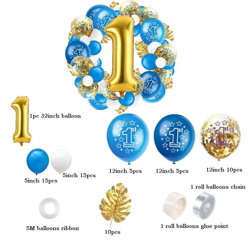 64 шт. разноцветные розовые и синие шары на день рождения украшения для малышей 32