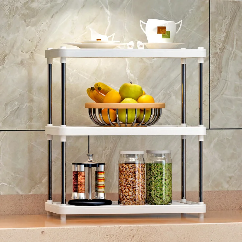 

Multi-layer Shelf Multi-functional Plastic Storage Rack Kitchen / Bathroom / Living Room Shelf Floor-standing Storage Rack