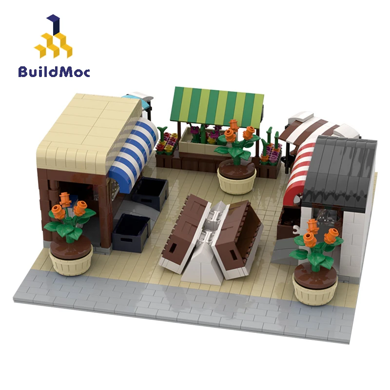 

Buildmoc City Mini Street Retail Store Modular Market View Scene Building Blocks Sets Architecture Kids Toys For Girl Child Gift