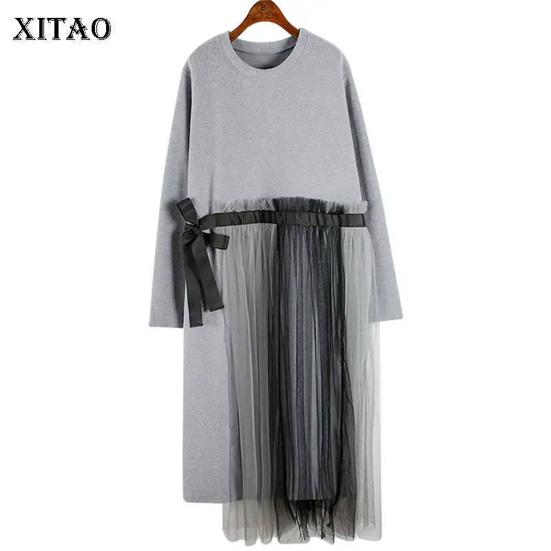 XITAO модное женское платье с сеткой размера плюс дамские платья свободного покроя