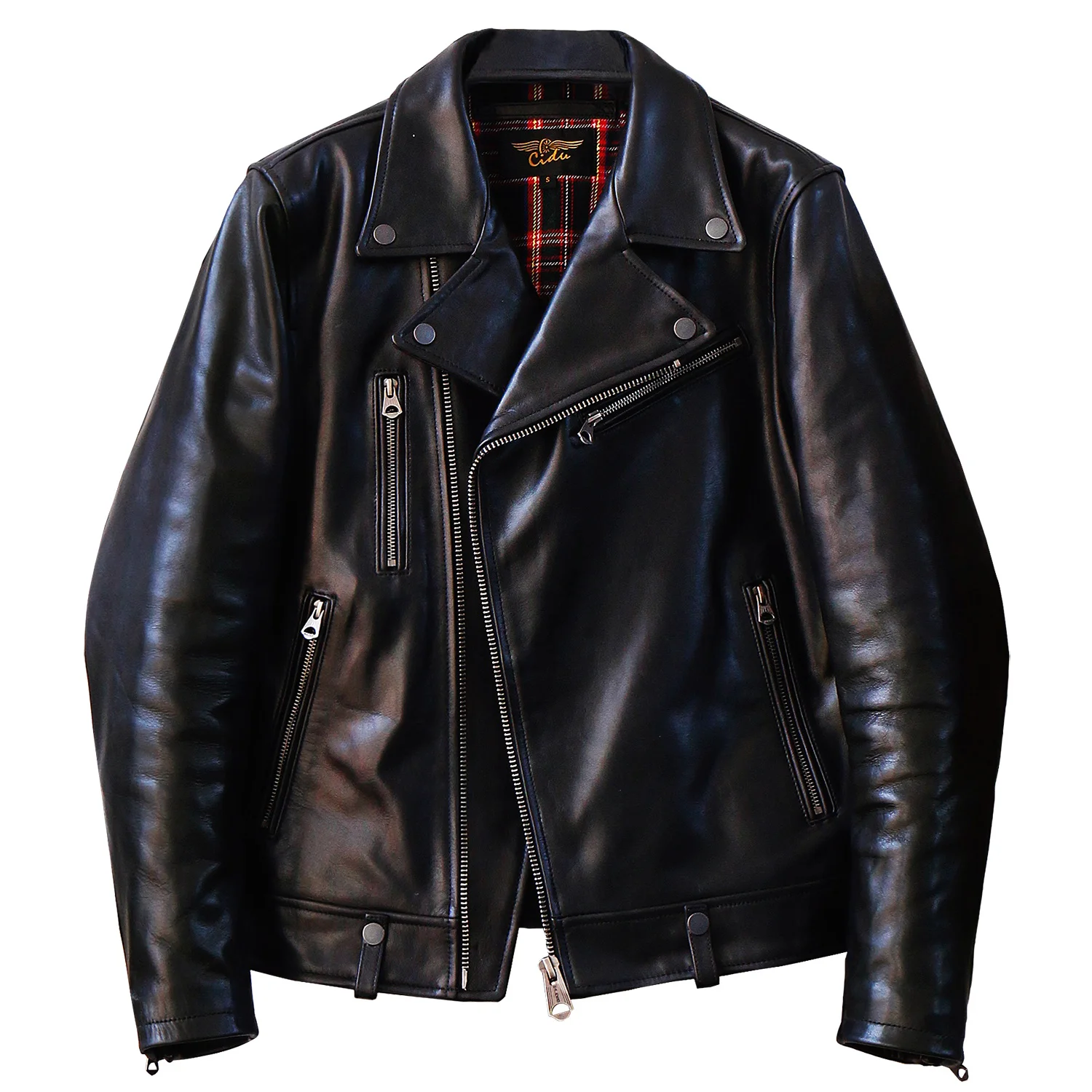 

YR!Free shipping.Classic.Italy 1.1mm Luxury Batik cowhide jacket,Cool motor biker leather jackets,Handsome genuine leather coat,