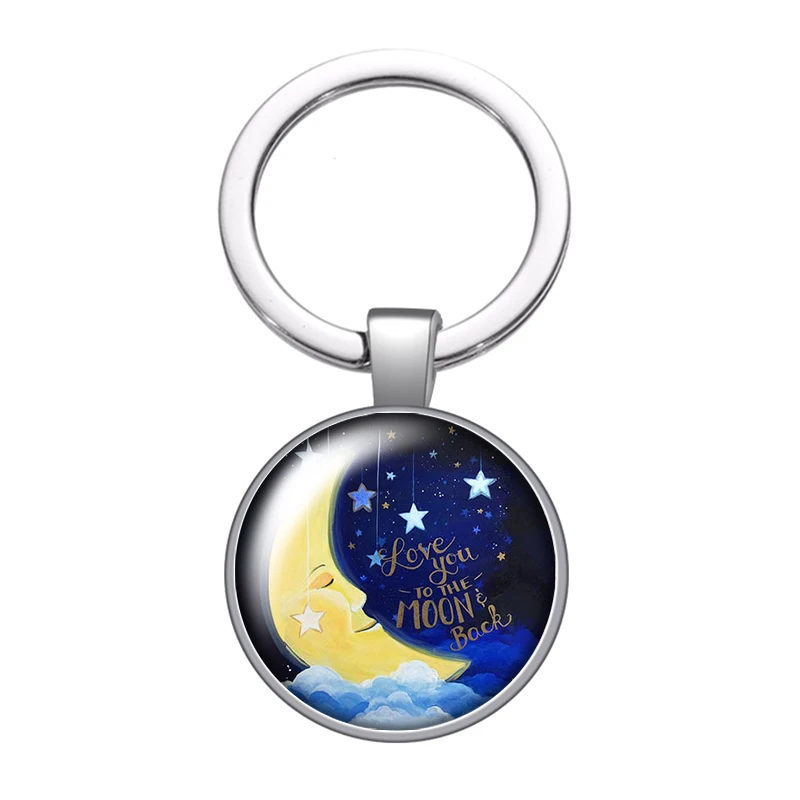 Брелок i love you to the moon and back glass с кабошоном автомобильный брелок для ключей кольцо