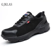 work boots safety steel toe shoes men sneakers working safety shoes men light weight protective boots mesh work safety shoes