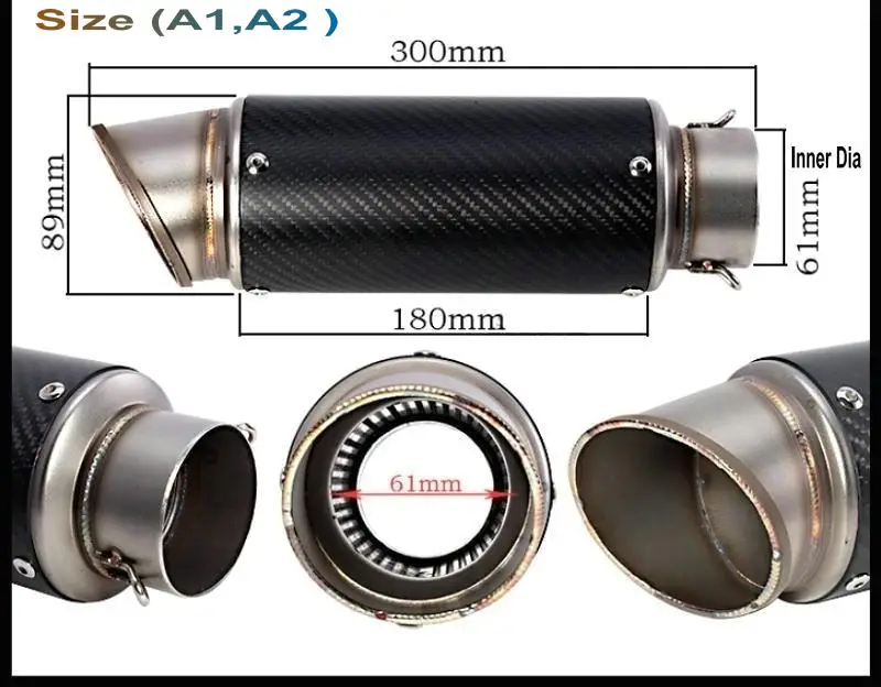 Универсальный глушитель выхлопной трубы из углеродного волокна для мотоцикла