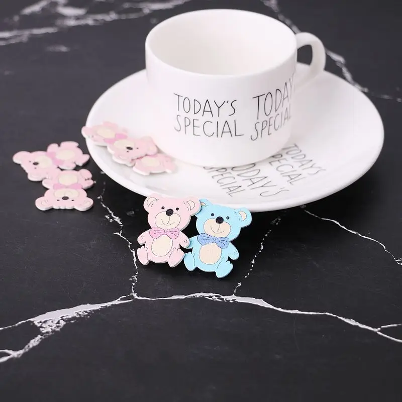 

25pcs Cut Wood Embellishment Colorful Wooden Bear Shape Craft Wedding Decor 85LA