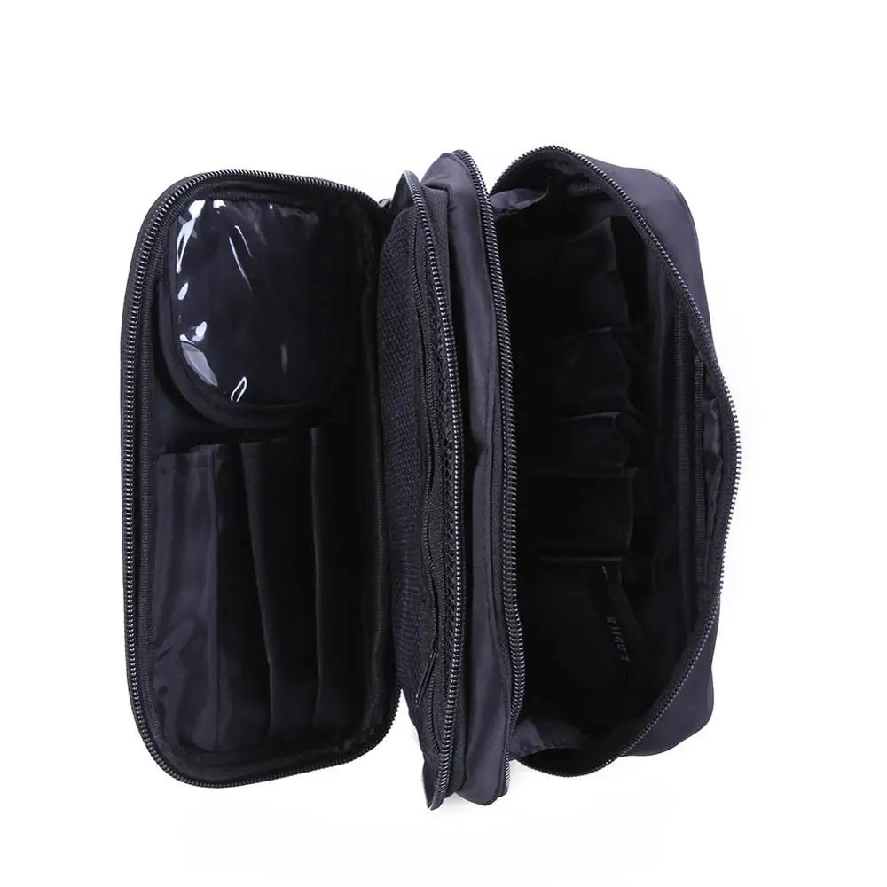 All Black Косметичка с двойной молнией, чехол для кистей для макияжа, Крем-корректор для лица, кисти для макияжа, органайзер, нейлоновый набор для хранения, косметичка - Цвет: All Black