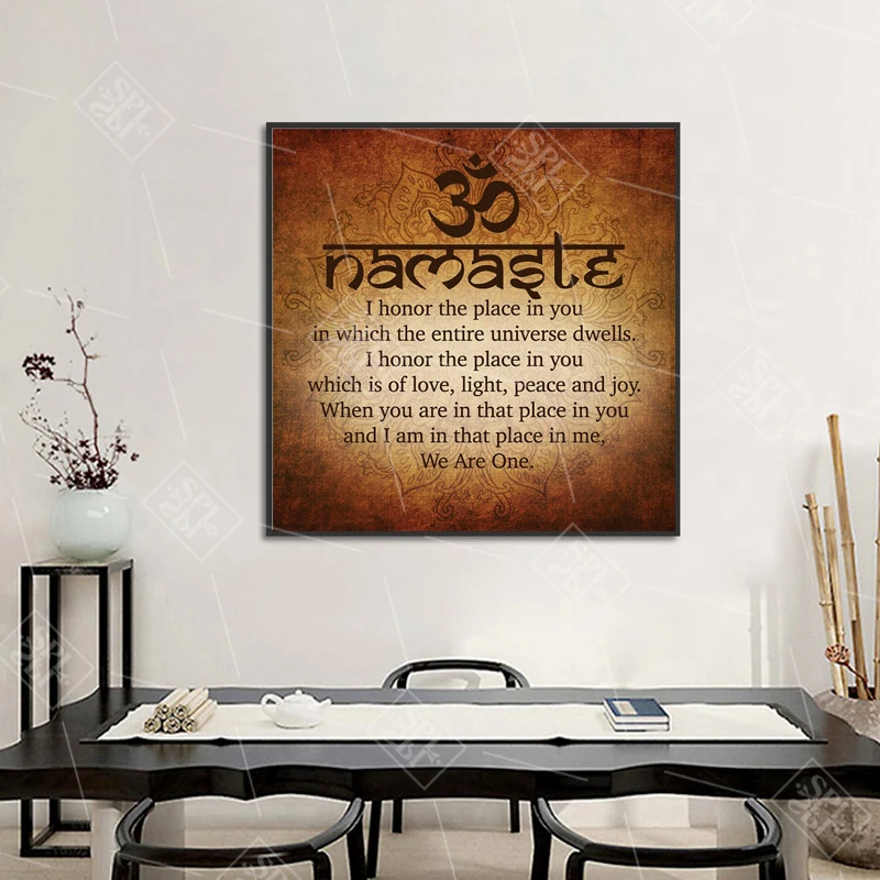 Namaste художественный холст с каллиграфией, современная настенная Художественная печать, картина Медитация Будды, украшение для спальни, плакаты