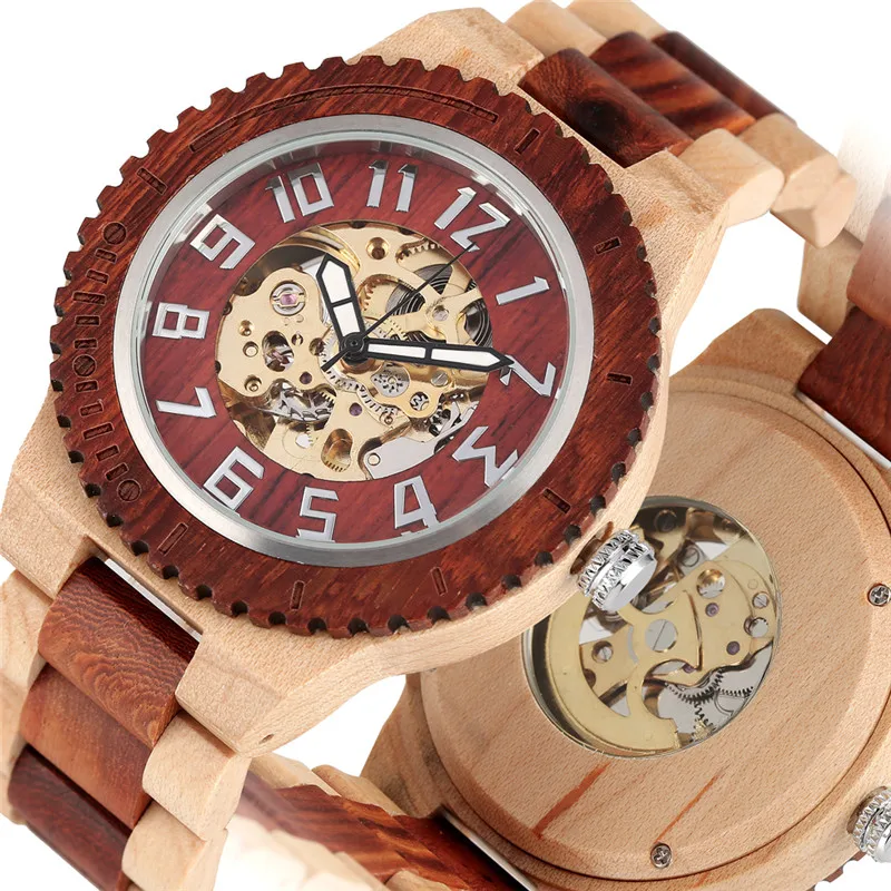 Наручные часы ручной работы из сандалового дерева автоматические механические