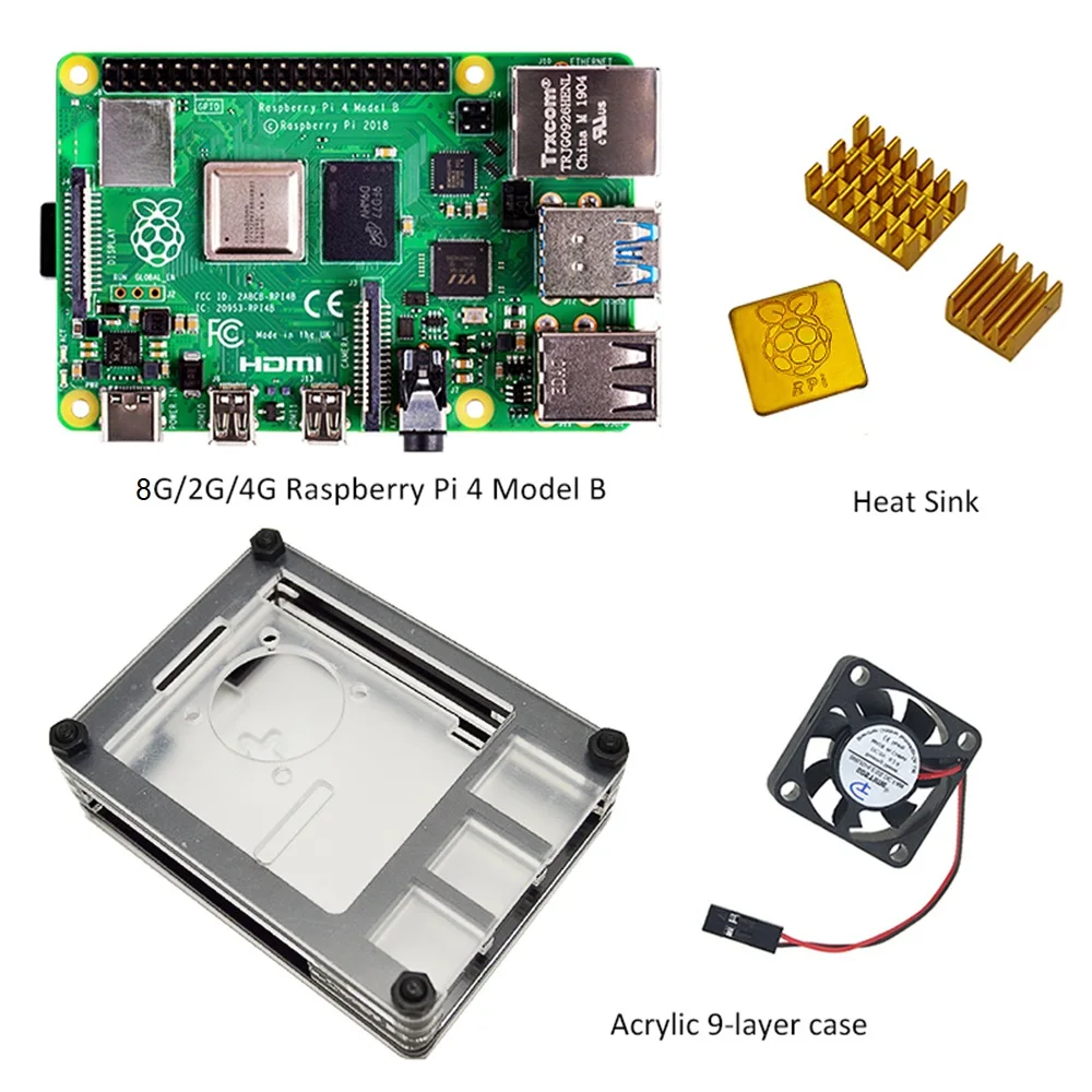 Bestellen Raspberry Pi 4 Modell B Starten Kit - 8GB/2GB/4GB RAM Mit Pi 4 B Neue 9 Schichten Fall Mit Fan Und Die Kühlkörper Kühlung Kit