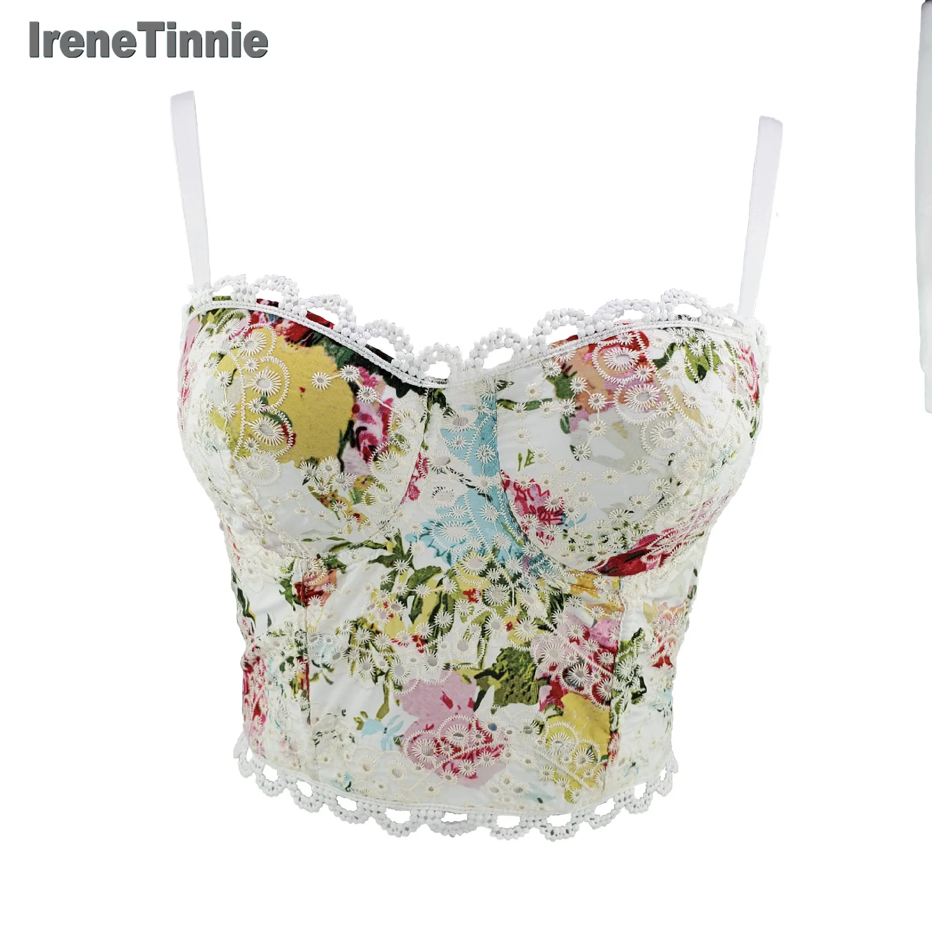 

Vintage Flower Sexy Tank Top Women Lace Corset Short Crop Top Perspective Vest Sexy Party Nightclub Camisole Female Bustier