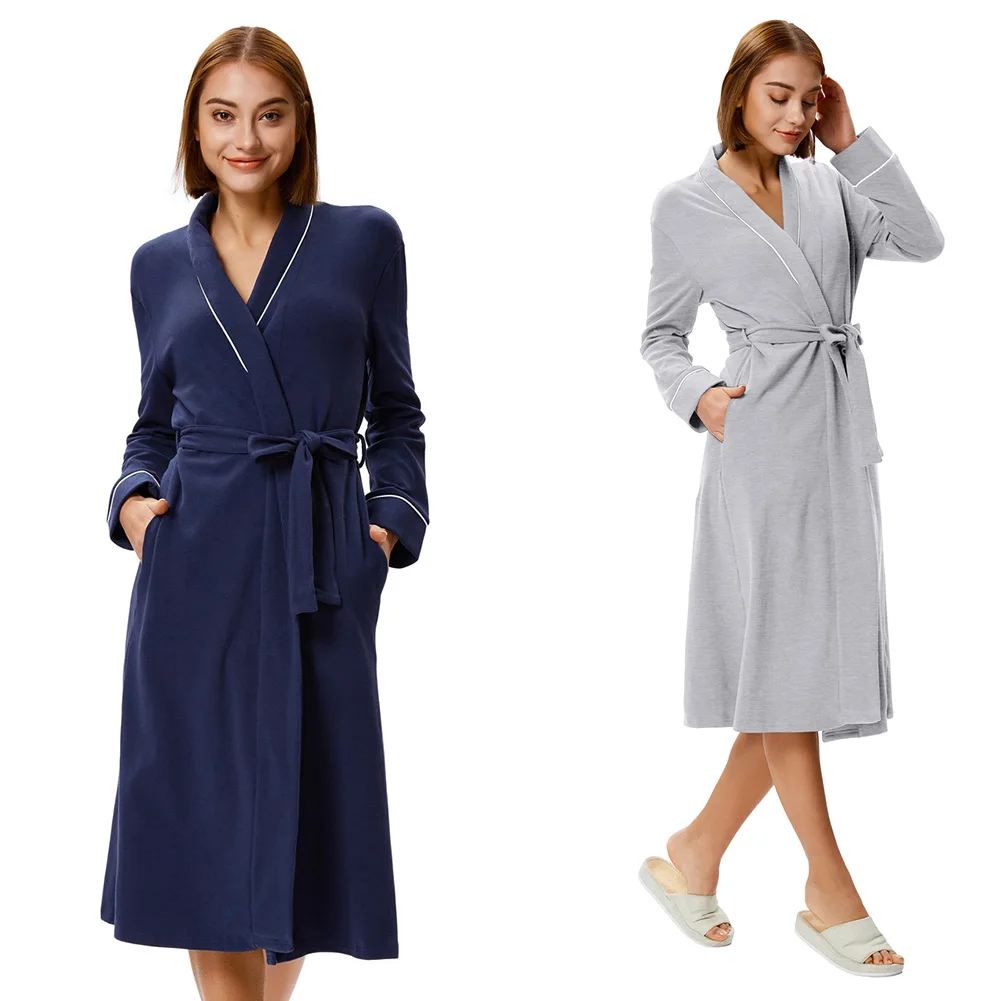 Zexxxy женский удобный мягкий халат для сна воротник шаль v образный вырез сплошной