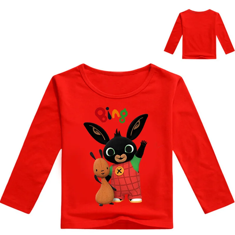 От 2 до 16 лет смешной кролик Bing футболки топы с длинными рукавами для мальчиков