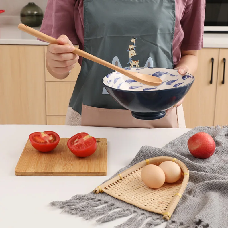 1PC Long Handle Wooden Spoon Japanese-Style Wood Soup Spoons For Eating Mixing Stirring Cooking Kitchen Supplies | Дом и сад