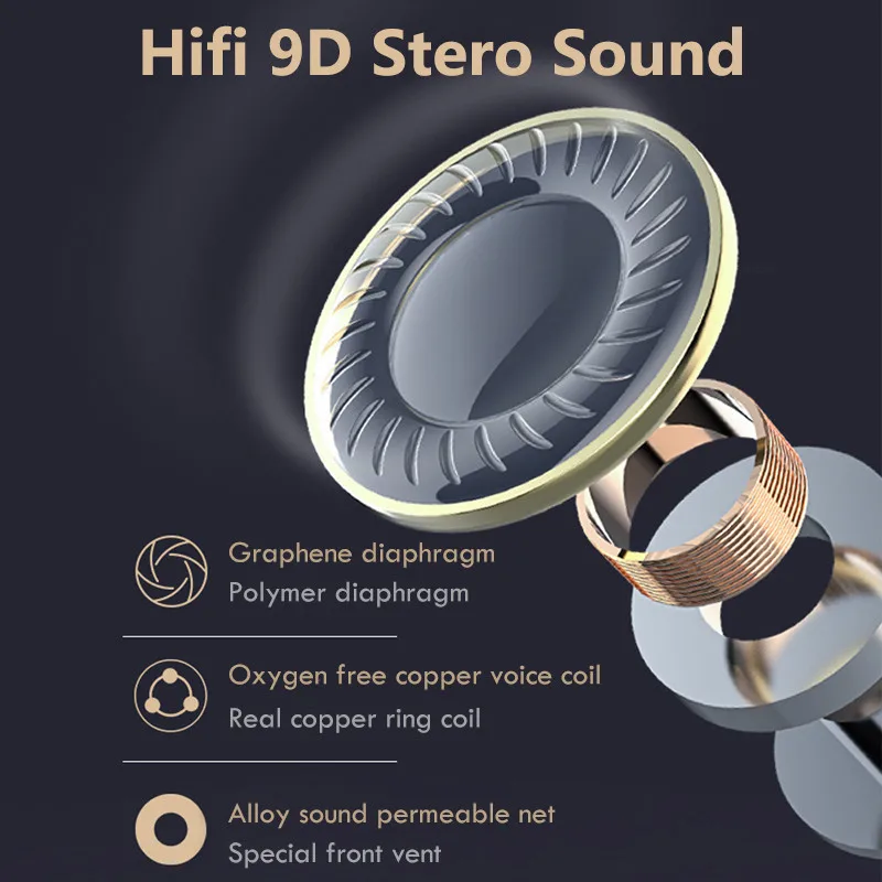 Беспроводной Bluetooth 5 0 наушники вкладыши TWS с 9D Hi Fi стерео спортивные